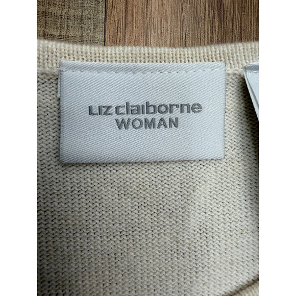 Liz Claiborne Woman Cream Linen Blend Tank Top 2X Crochet Neckline‎ NWT - Picture 5 of 9